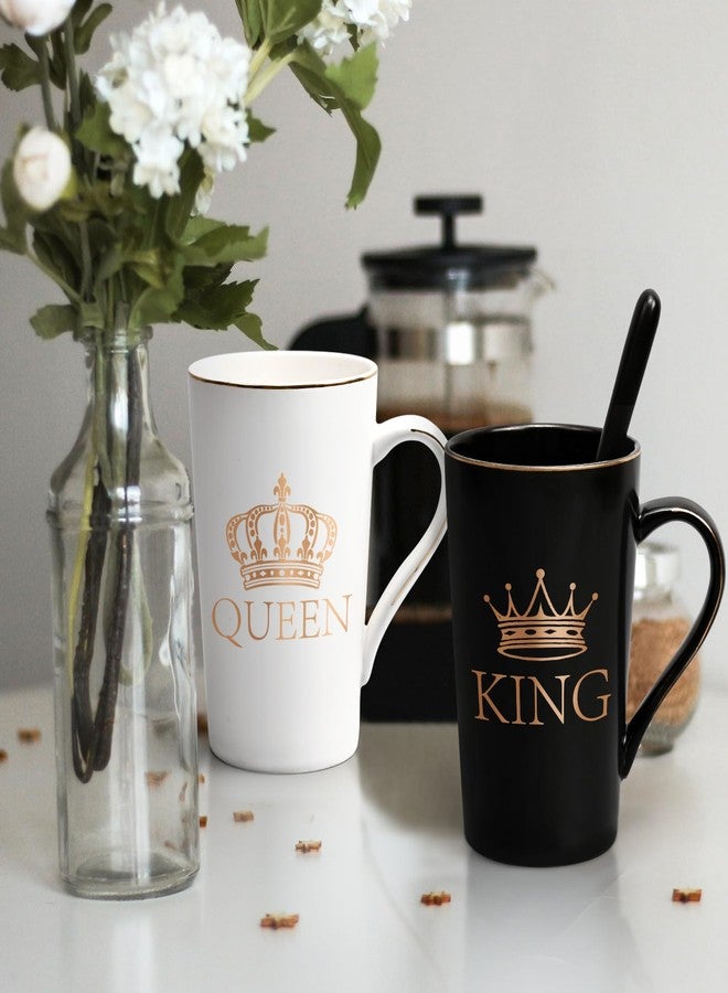 Cabtnca King and Queen Mug Set, Couples His and Hers Gifts for Christmas, Funny Coffee Mug Set for Couples, Wedding Engagement Newlyweds Gifts for Husband and Wife, 14 Oz with Gift Box - Image 2
